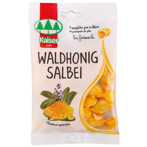 Kaiser Waldhonig Salbei Καραμέλες για τον Ερεθισμένο Λαιμό & τον Βήχα με Γέμιση Μέλι & Φασκόμηλο 90g